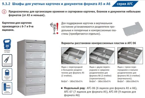 Описание картотек для карточек, бланков и небольших форматов документов