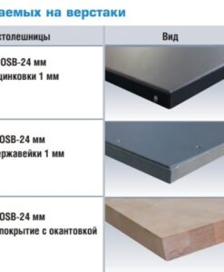 Виды столешниц устанавливаемых на верстаки UHL